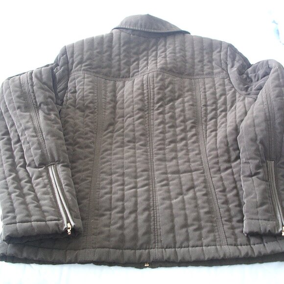 Sonoma woman's semi-fitted black quilted jacket with zippered sleeves size L - Picture 5 of 11
